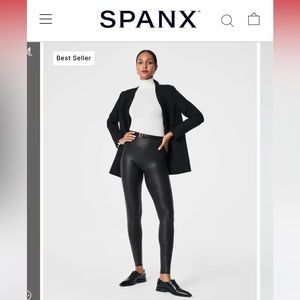 COPY - Spanx Faux Leather Leggings. Black. Size Small
